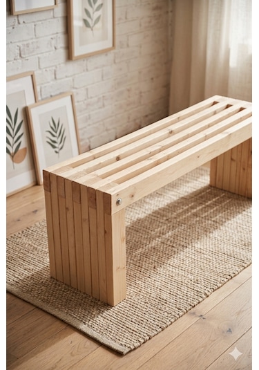 Naturel Ladin Ahşap Masif Bank