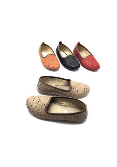 Deritarz Hakiki Deri Hava Alabilir Delikli Hac Umre Tavaf Patiği Ve Ev Ayakkabısı Bej