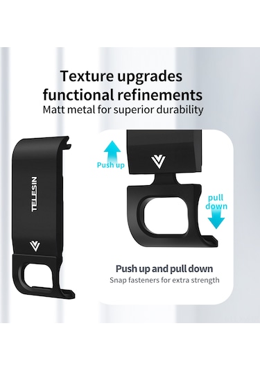 Ximistore9 Telesın Gopro Hero 9 Uyumlu Alüminyum Şarj Edilebilir Yan Kapak Gp-clc-902