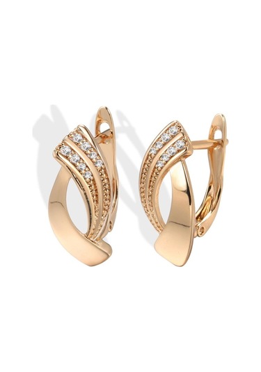 Gül Altın Basit Geometri Zirkon Küpe