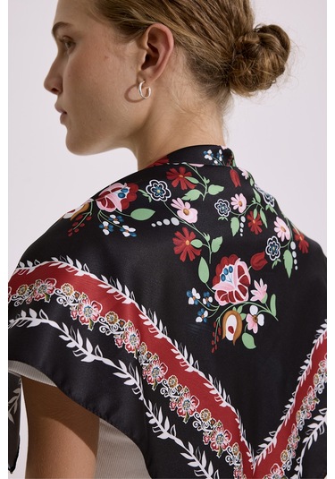 Saten Desenli Fular Lora Lora