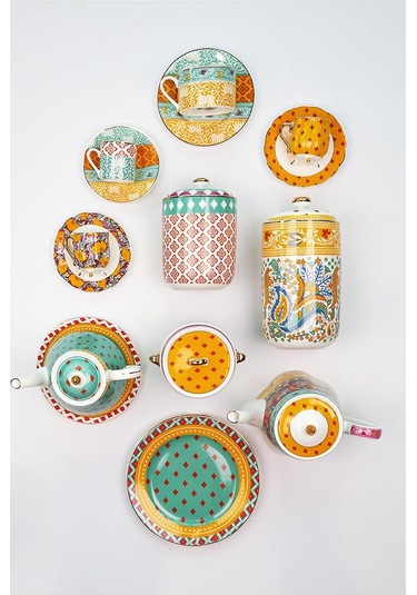 Lucky Art Eliana Bone 4'lü Kahve Fincanı Seti Çok Renkli