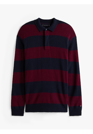 Tommy Hilfiger Dc Knıtted Rugby Erkek Mavi Kazak - Mw0mw40855 Tommy Hilfiger Dc Knıtted Rugby Erkek Mavi Kazak - Mw0mw40855