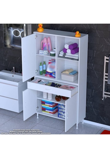 90 X 173 X 32,5 Cm 1 Çekmece 3 Kapak 3 Raf 6 Göz Bölme Organizatör Mutfak Dolabı Çok Amaçlı Dolap Beyaz 90 X 173 X 32,5 Cm 1 Çekmece 3 Kapak 3 Raf 6 Göz Bölme Organizatör Mutfak Dolabı Çok Amaçlı Dolap Beyaz