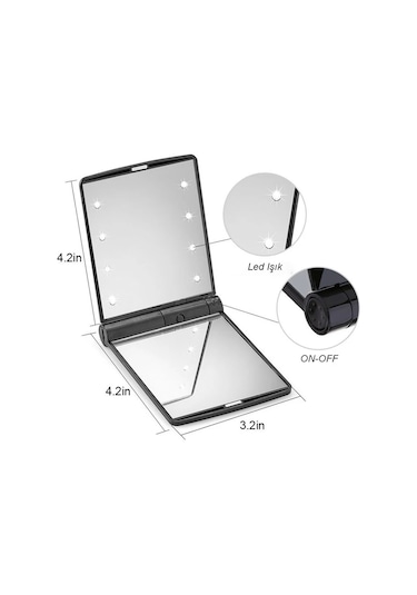 Techtic Katlanır Mini Işıklı Makyaj Aynası Pembe