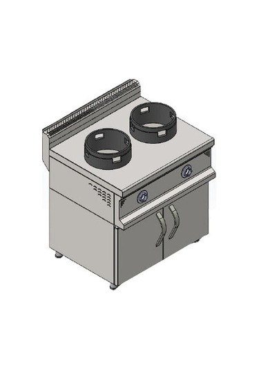 Csa İnox Karacasan Endüstriyel 900 Seri Dolaplı Çiftli Doğalgazlı Wok Ocak