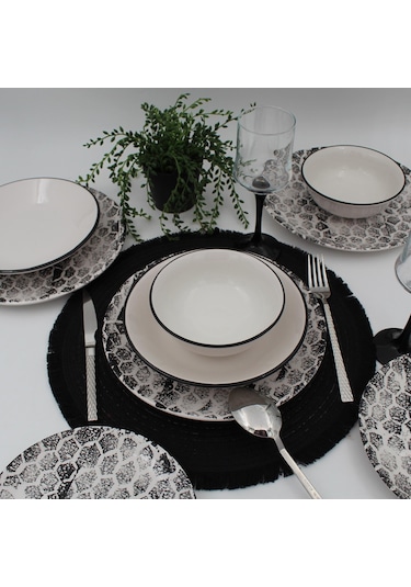 Snake 18 Parça Yemek Takımı Siyah