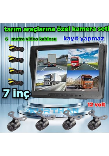 Kayıtsız 7 İnç Monitör Ve 4 Adet Kamera Seti 12 Volt