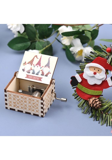 Monyee Ahşap Elle Çevirilebilir 18 Tonlu "we Wish You A Merry Christmas" Melodi Kutusu, 8 Desen Seçeneğiyle Vintage Müzik Kutusu