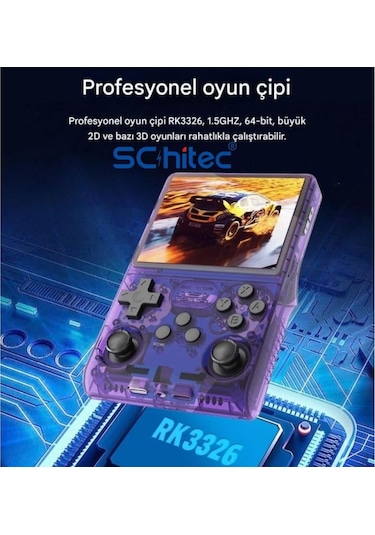 Schitec Retro Arcade R40s Pro Taşınabilir El Atari Konsolu 30.000 Oyunlu 98gb Mavi