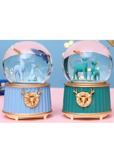 Mavi-yeşil Geyik Kar Küresi Küçük Boy - 9078075998837ynt