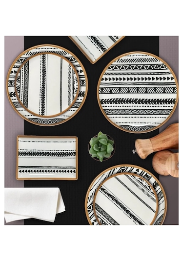 Porland Elenco 18 Parça 6 Kişilik İkram ve Kahvaltı Takımı Beyaz - Siyah