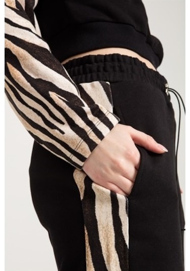 Jahr Marc Zebra Desenli Siyah Kadın Jogger Çok Renkli