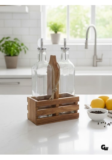 Ahşap Doğal 2li Set Yağdanlık Ve Sosluk Takımı Set Kiraz 1 Set Ahşap