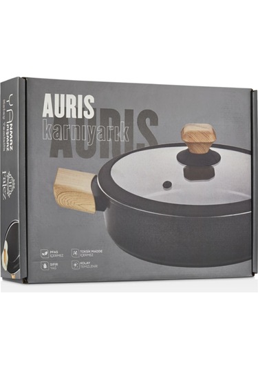Auris 22 Cm Basık Tencere Siyah