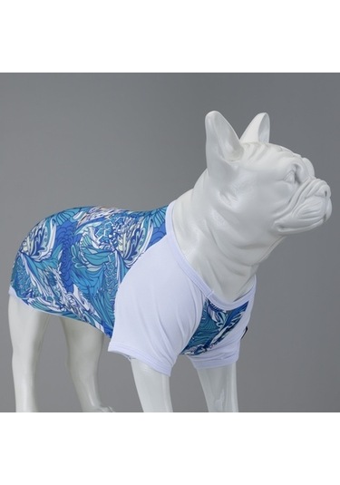 Blue Flowers Küçük, Orta Ve Büyük Irk Köpek Tshirt