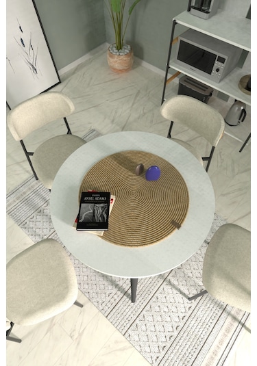 Vilinze Hasır Jüt Ip Yuvarlak Runner / Supla / Amerikan Servis - 60x60 Cm