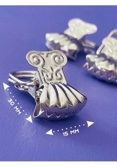 Lundo Stor Mandalı Klipsler - Krokodil Desenli Deniz Kabuğu 438303554 Gümüş