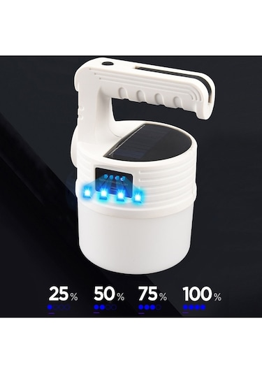 300w 10 Modlu Güneş Enerjili Solar Aydınlatma Kamp Çadır Lambası Ampül Led Şarjlı Işıldak El Feneri Beyaz