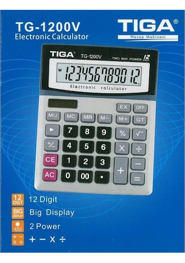 Tiga TG-1200V Profesyonel 12 Hane Hesap Makinesi