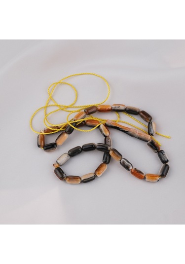 Galalit Arpa Kesim 7x12mm Tesbih -püskülsüz Kahverengi - Siyah