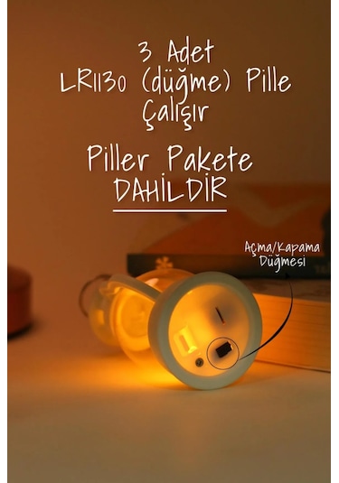 Led Mum Mini Kamp Tipi 3 Adet Pil Dahil Dumansız Alev Ledli Dekor Işığı Beyaz Pt430 Beyaz