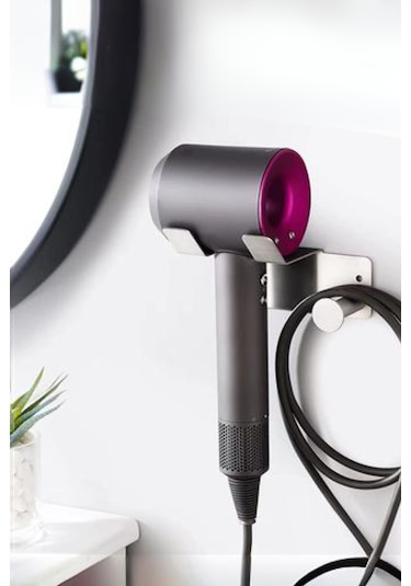 Zift Unique Paslanmaz Çelik Fön Makinesi Askısı - Saç Kurutma Makinesi Tutacağı Krom