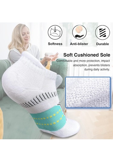 Wezone Kadın Spor Çorapları: Nem Emici Açık Gözenekli, Ayak Arkası Koruyucu, Darbe Emici, Kayma Engellici Beyaz-yesil, Tek Beden Beyaz - Yeşil