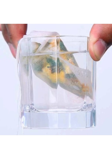 Honeybeeshop 100 Adet Beyaz Çay Filtre Torbası - Non-woven Kumaş Askılı Poşetler