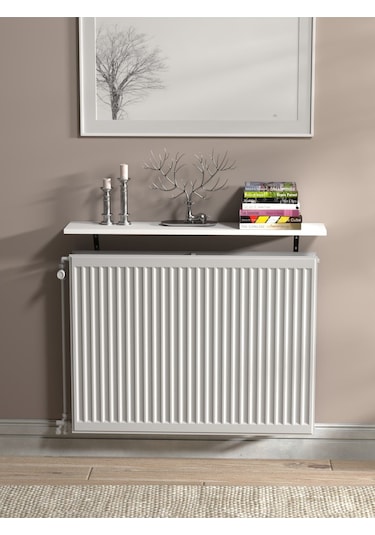 Montajsız Petek Üstü Uçan Raf Kalorifer Peteği 100x20 Cm - Beyaz Beyaz