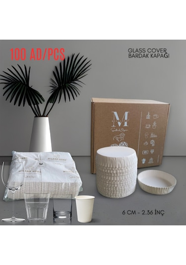 Cam Bardak Kapağı Tek Kullanımlık Bardak Kapağı 60 Mm 100 Adet