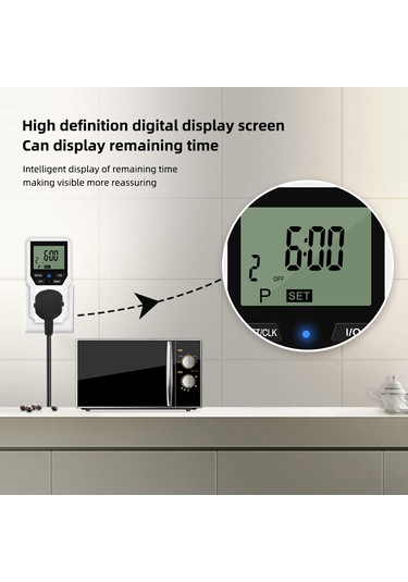 Yuntech01 Akıllı Zamanlayıcı Prizi 16a/3680w - 10 Grup Zaman Ayarı, Dijital Ekran, Enerji Tasarrufu, Avrupa Standartı, Dahili Li-pil