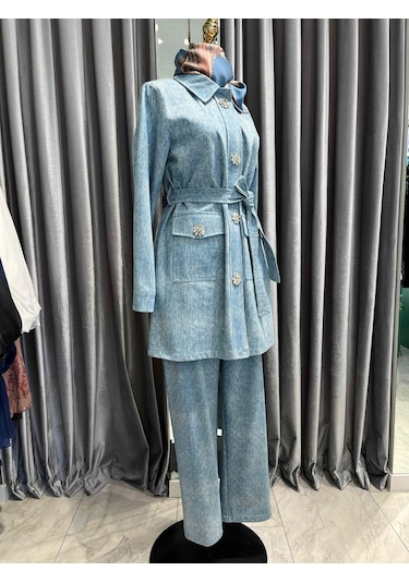 Selinada Taşlı Kot Ceket - Açık Mavi - 40 Açık Mavi