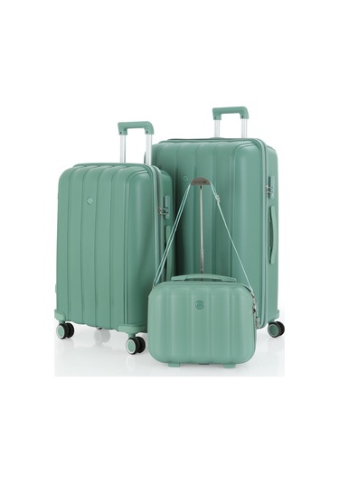 Mçs Polipropilen 3lü Valiz Seti Büyük & Orta & Makyaj V305 S21yy1000078-set 10426 Su Yeşili