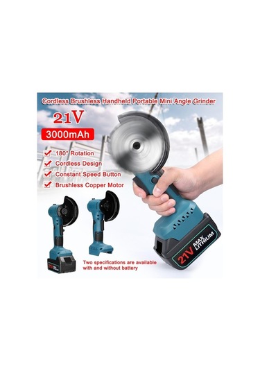 Pazly Şarj Edilebilir Mini Açılı Taşlama Makinesi, 1300mah Pil, 21v Adaptör, Abd/ab Fişi