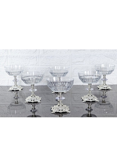 Paşabahçe Serisi Echo Kase & Magnolıa Kase & Dondurmalık & Şekerlik Kare Gümüş Döküm Ayaklı Naturel