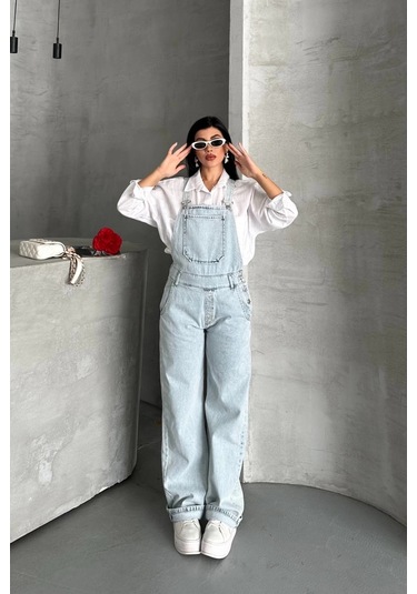 Biçomi Pantolon Kar Yıkama Salopet Mavi D2514