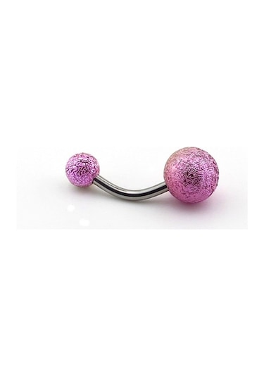 Pembe Sarı Renkli Muz Göbek 8Mm Top Uçlu Çelik Piercing P455G Pembe