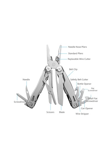 Padalink Mavi Çelik + Abs 14 Fonksiyonlu Katlanabilir Alet Çekiç, Dış Mekan Acil Yardım Ve Kurtarma Aracı Açık Mavi