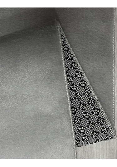 Dekoratif Puffy Peluş Yumuşak Yıkanabilir Kaymaz Taban Kesme Halı Yolluk Gri