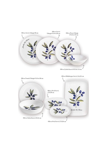 The Mia Olivos 6 Kişilik Yemek Talımı 31 Parça Set 1 Çok Renkli