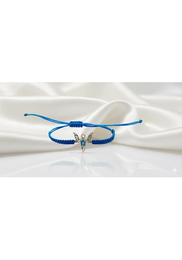 Ariş Güç Meleği Mavi Topaz Altın Bileklik Sandalfon Sarı Altın