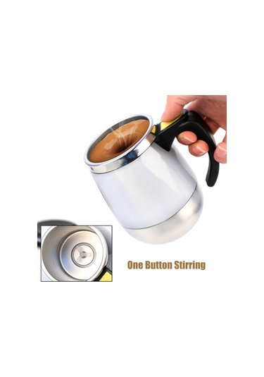 Hfambition 400ml Otomatik Kahve Karıştırıcı Bardak, Çift Katlı Isıya Dayanıklı Kapaklı, Çelik Paslanmaz, Kahve-süt-juice Karıştırır Beyaz