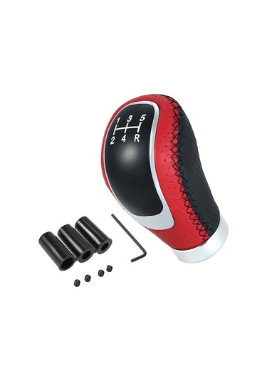 Manuel Araçlar İçin 5/6 Vitesli Değiştirme Vites Çubuğu Kolu Pu+alloy, Siyah/kırmızı, 17mm Delik