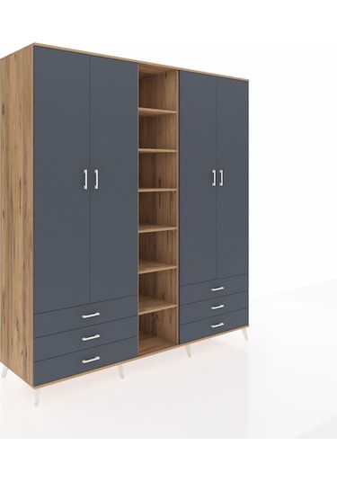Kronos Dolap 13 Raflı 6 Çekmeceli 2 Askılı 220x59x243 Çam-antrasit/antrasit Antrasıt/antrasıt Kronos Dolap 13 Raflı 6 Çekmeceli 2 Askılı 220x59x243 Çam-antrasit/antrasit Antrasıt/antrasıt