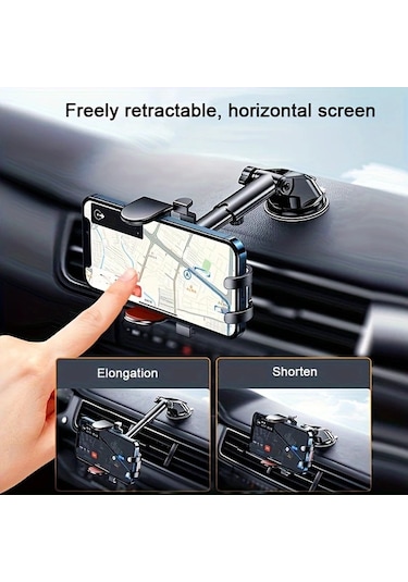 Chenkestoreone Siyah Otomobil Telefon Tutucu Katlanır Döner Güvenli Navigasyon Otomatik Kilitli