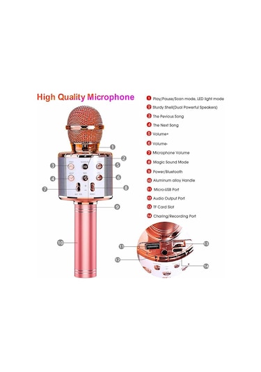 Mufunye Gümüş Karaoke Bluetooth Mikrofon,