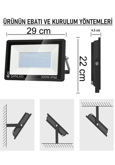 200w 22.000 Lümen 6500k Beyaz Işık Smd Led Projektör-5 Adet