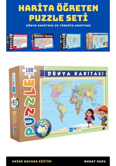 Harita Öğreten Puzzle Seti (4 Süper Kutu)