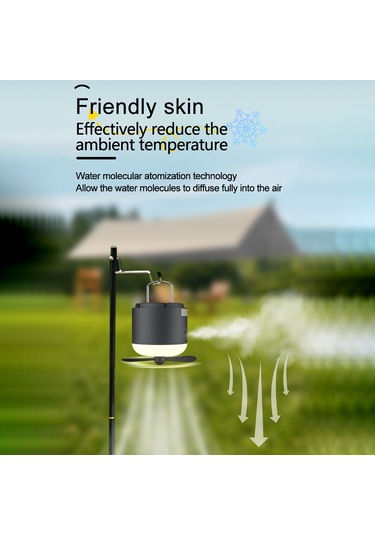 Mufunye Kamp Tabanlı Usulü Kovucu Işık - Usb Şarjlı, 4 Işık Modu, 2 Rüzgar Hızı Ve Fone Şarj Özelliği - Obsidyen Siyah Tahmini Batarya Siyah